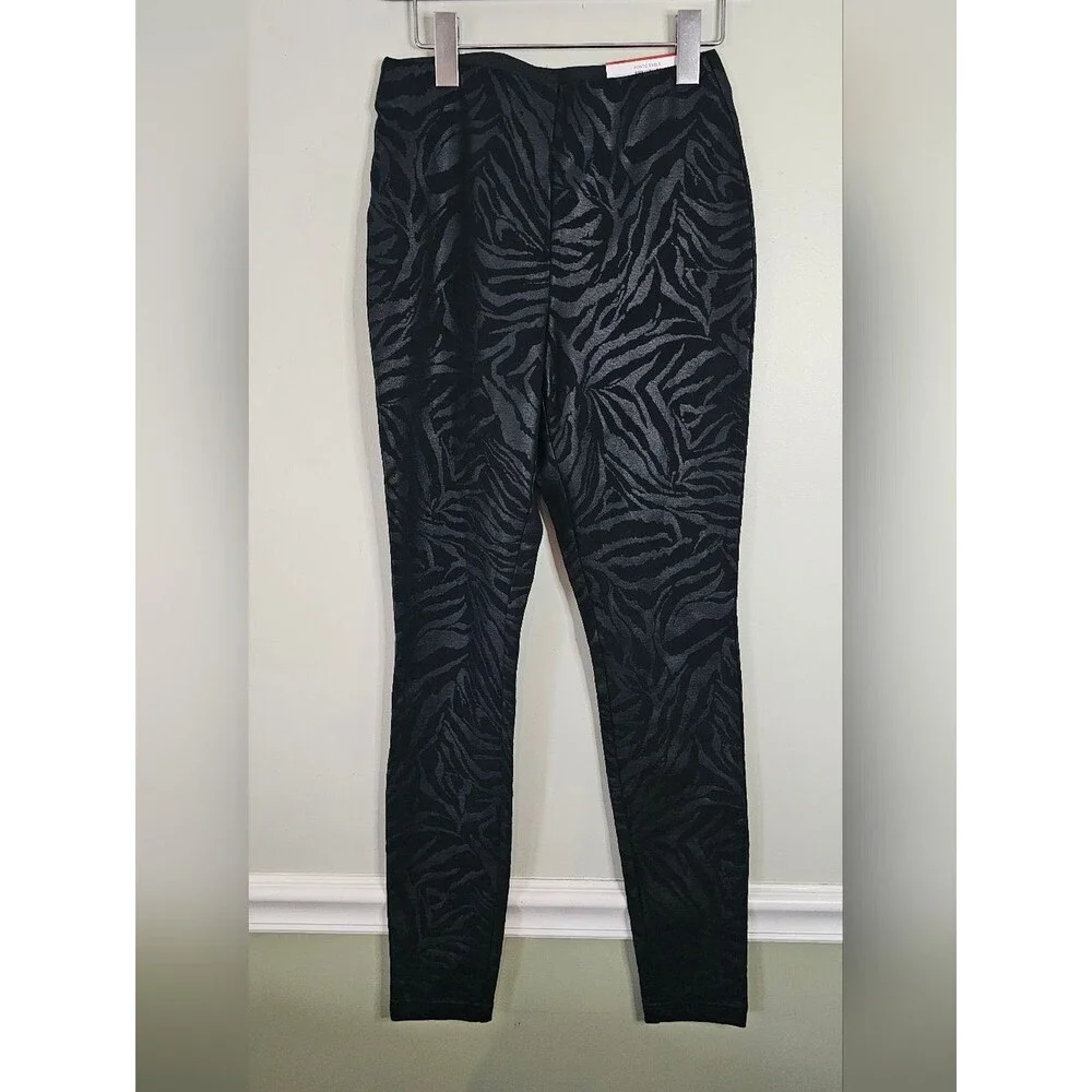NWT Ladies INC Skinny High Rise Black Zebra-Print Stretch Leggings XS